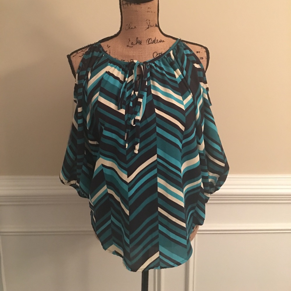 New!! Francesca’s Striped Cold Shoulder Top